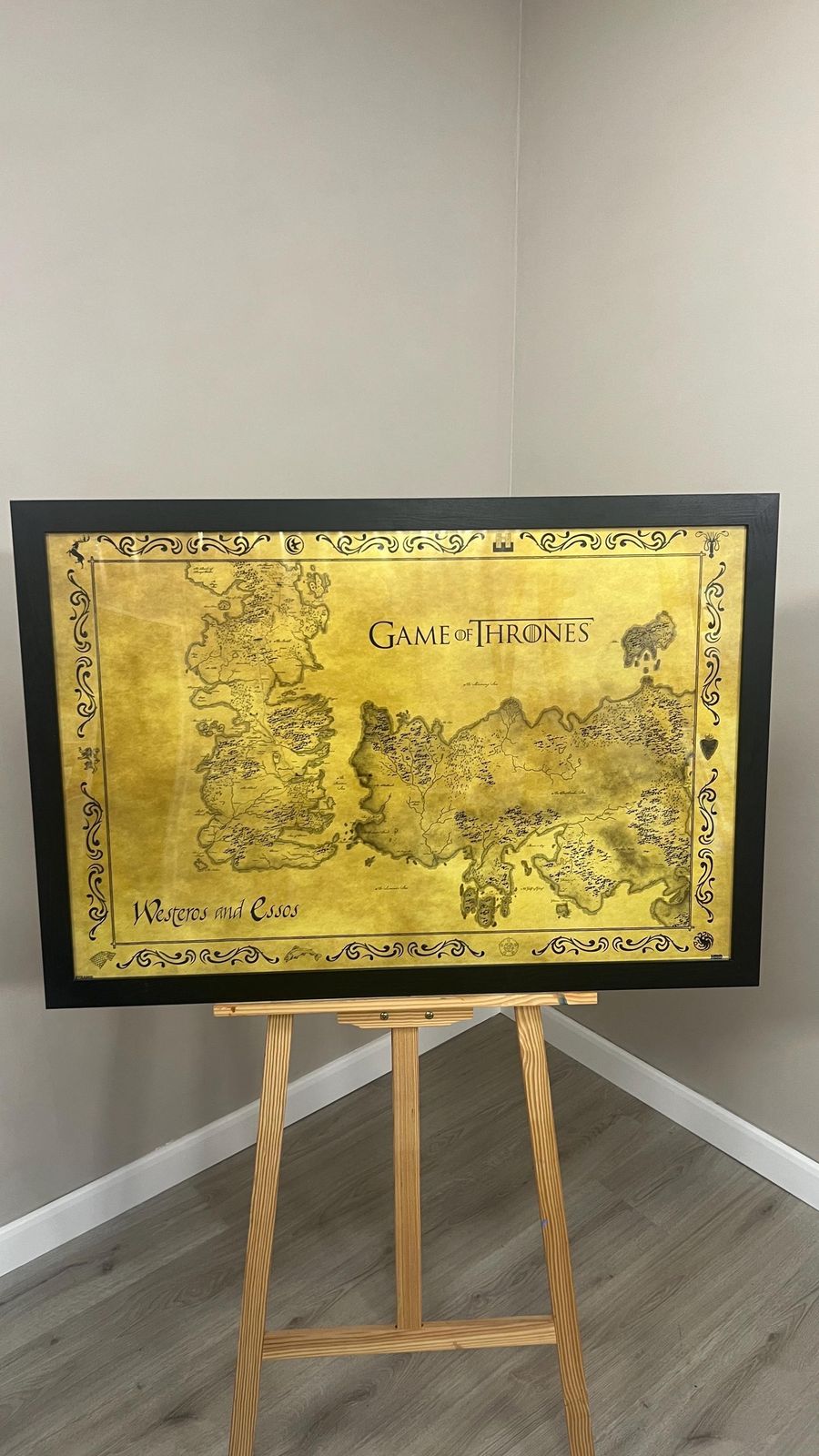 Framed Glazed Game Of Thrones Westeros And Essos Map Picture Poster photo furniture