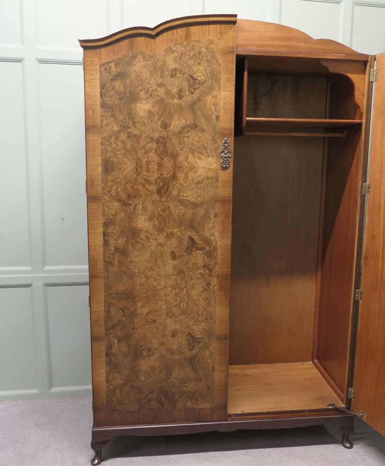 Maple Art Deco Bur Walnut Compact Shelved Wardrobe This Very Stylish Double Wardrobe photo Furniture