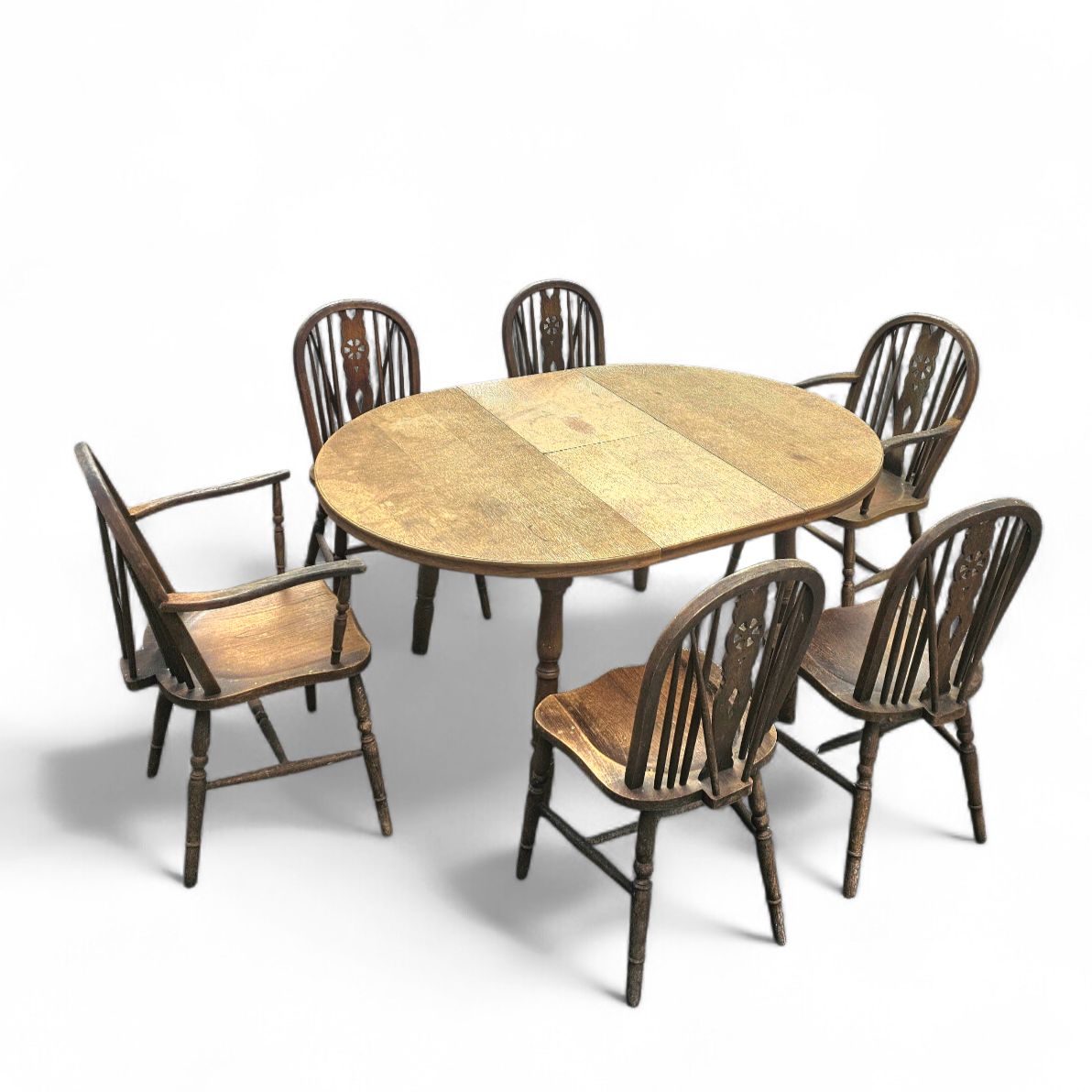 A Bit Wearthered Windsor Wheelback Dining Set (7) By The Oirschotse Meubelindustrie 1950s photo Furniture