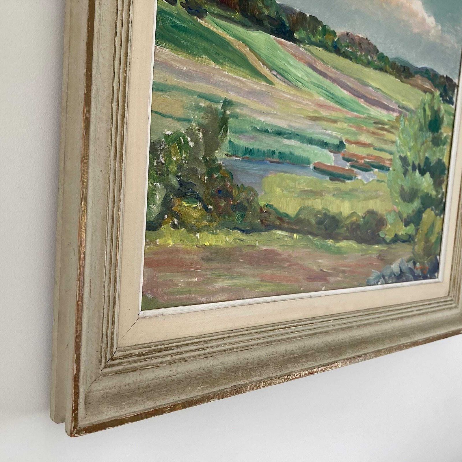 Summer Fields Landscape   Large Vintage Scandinavian Original Oil On Board Painting Dated 1939 photo buy