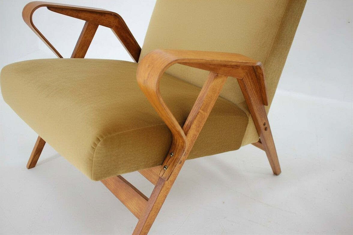 Mid Century Armchairs, Wooden Frame & Upholstered, František Jirák, 1960s–70s, Czechoslovakia photo for sale