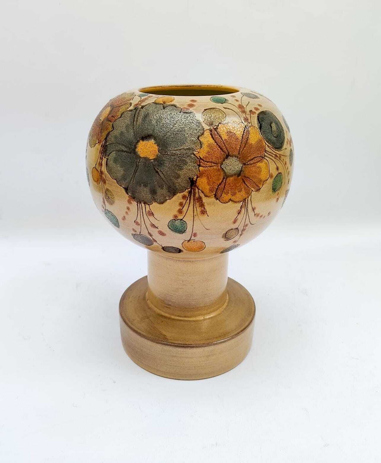 Ceramic Vase With Floral Decoration Alvino Bagni Rosenthal Netter Bitossi Era