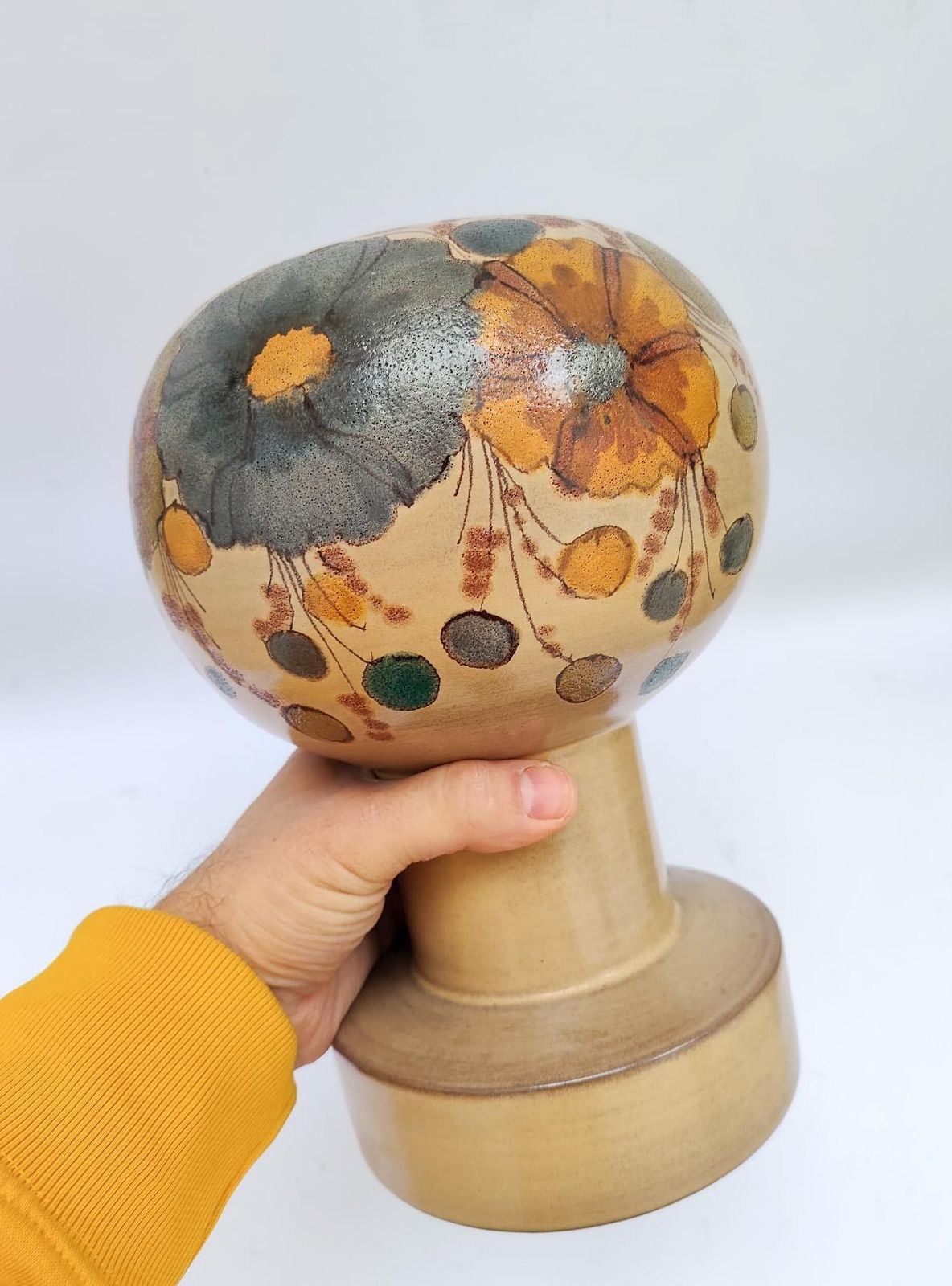 Ceramic Vase With Floral Decoration Alvino Bagni Rosenthal Netter Bitossi Era photo 195.0