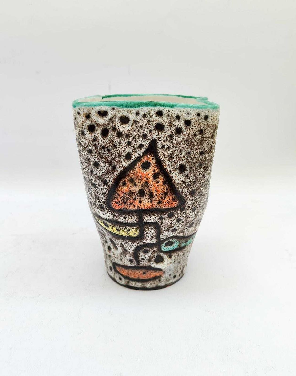 Vallauris Ceramic Vase Designed By Marius Bessone, Vintage, Mid Century Modern, Capron Era