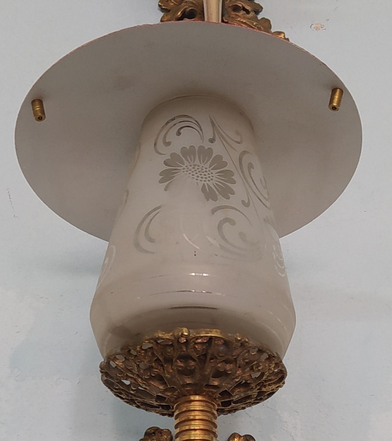 1930's Art Nouveau Brass And Etched Glass Wall Lights. photo furniture