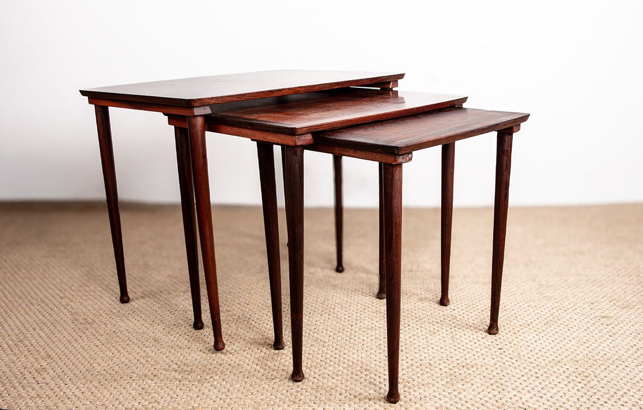 Three Danish Nesting Tables In Rosewood By Mobelintersia 1960. photo vinterior
