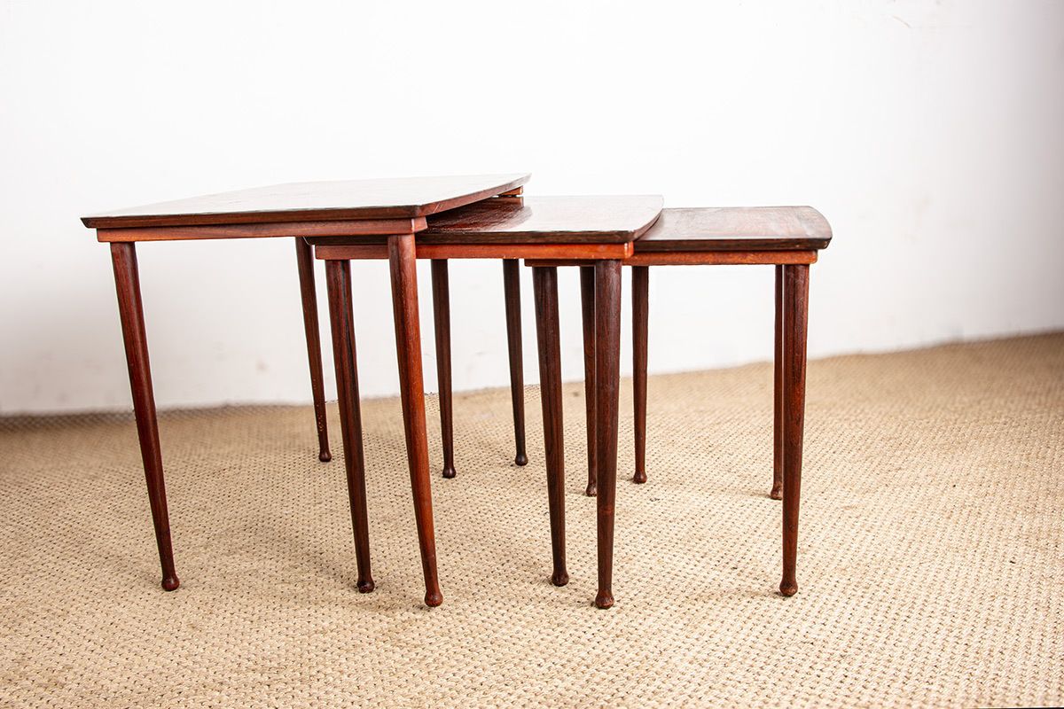 photo furniture Three Danish Nesting Tables In Rosewood By Mobelintersia 1960.