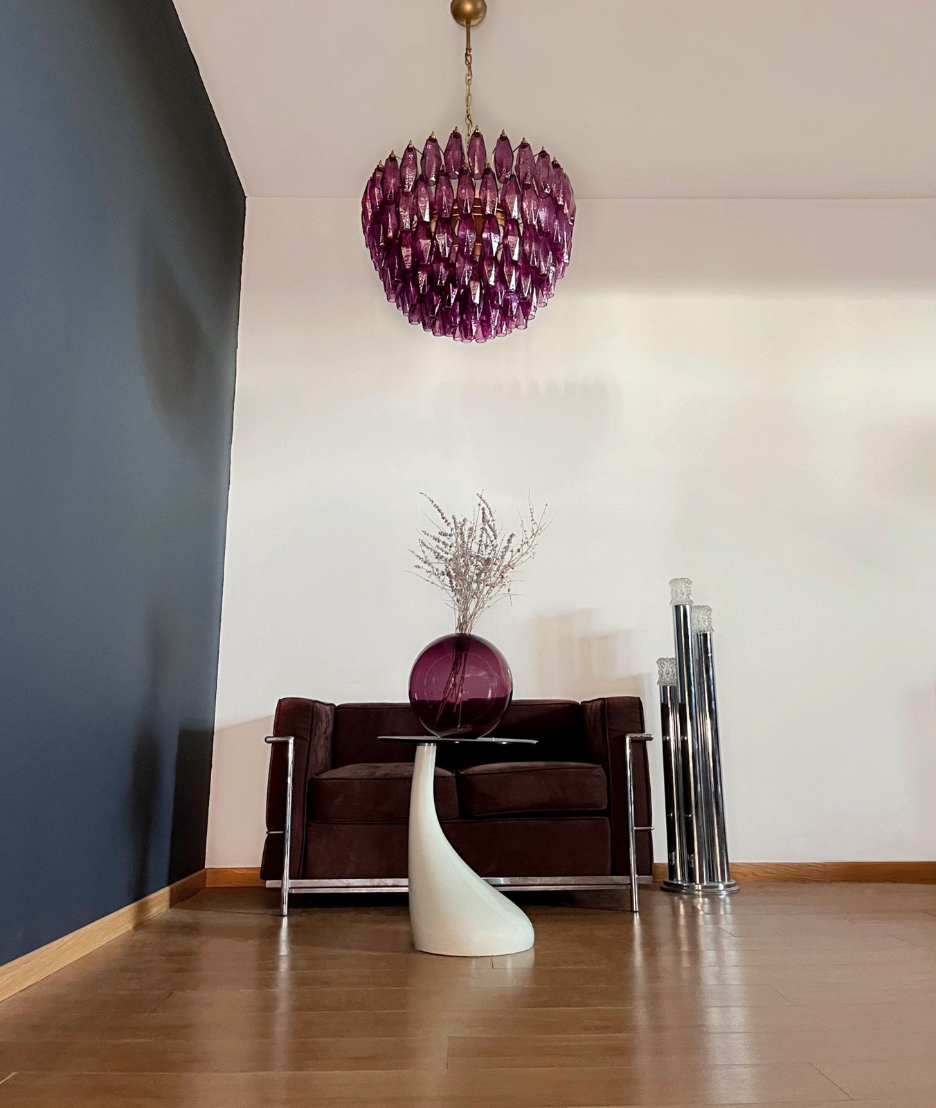 Amazing Murano Glass Candelier – 111  Amethyst Poliedri photo for sale