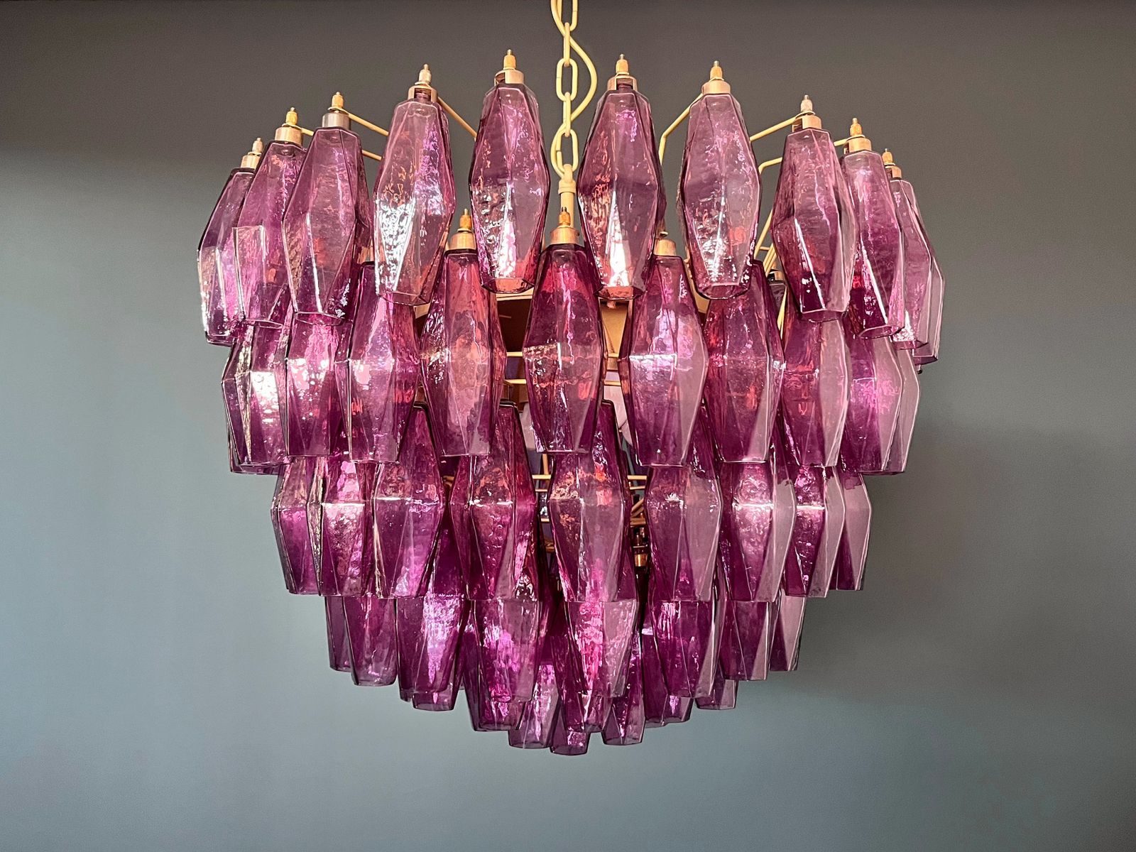 Amazing Murano Glass Candelier – 111  Amethyst Poliedri photo 2415.0