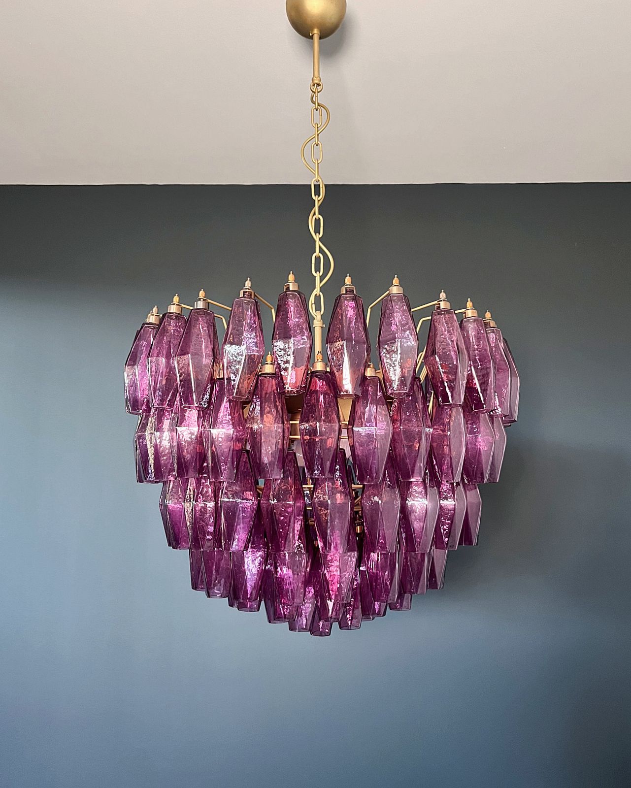 Amazing Murano Glass Candelier – 111  Amethyst Poliedri photo vinterior