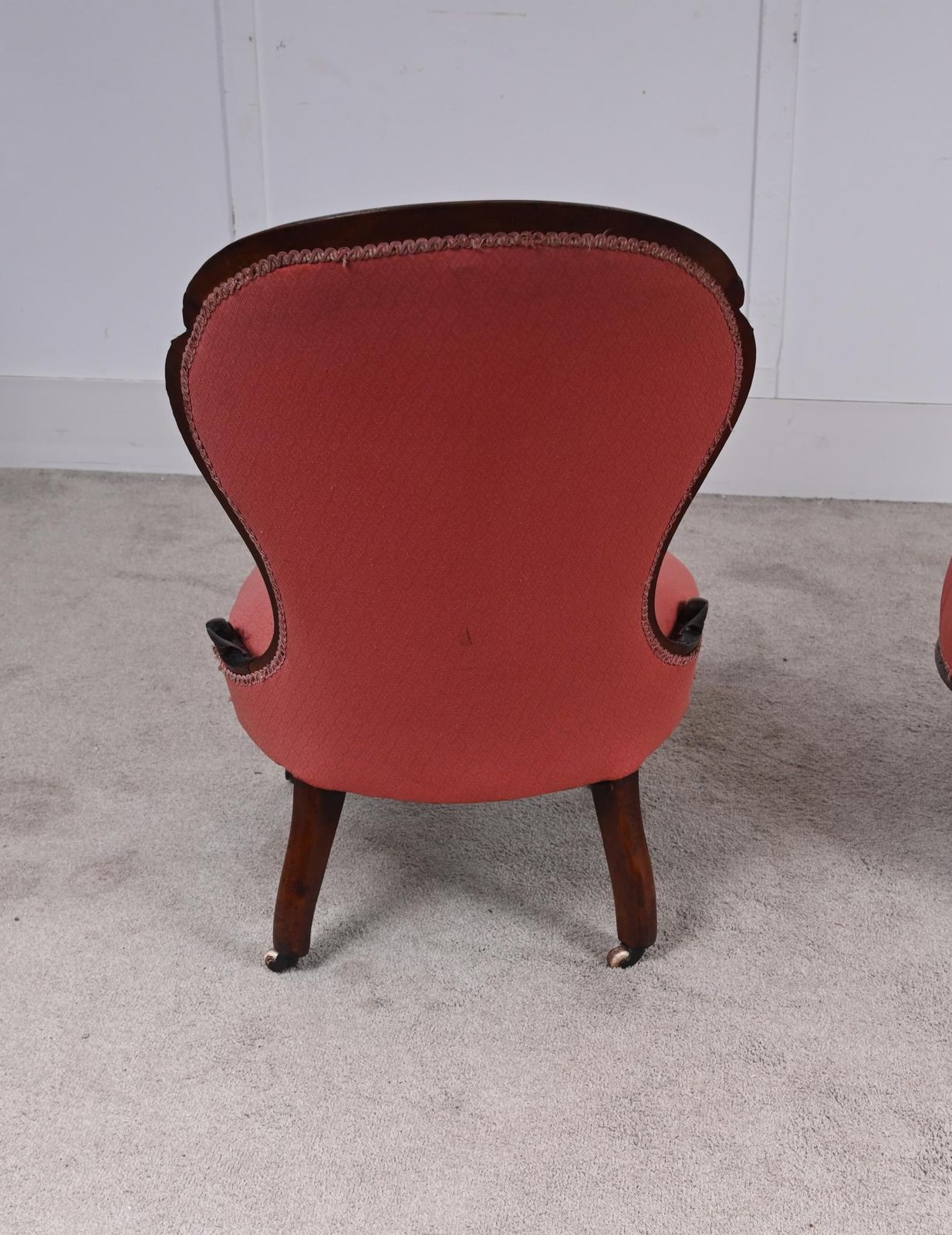 Pair Victorian Balloon Back Armchair Side Chair His And Hers Parlour Salon photo Furniture