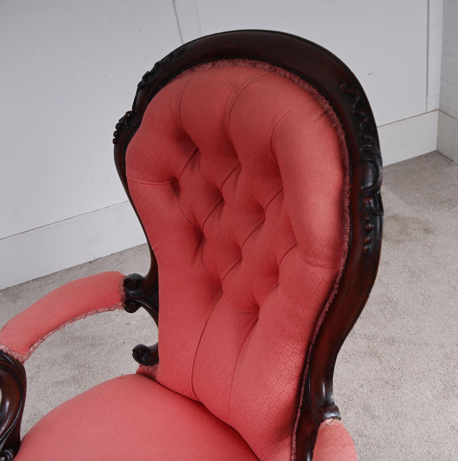 Pair Victorian Balloon Back Armchair Side Chair His And Hers Parlour Salon photo 1100.0