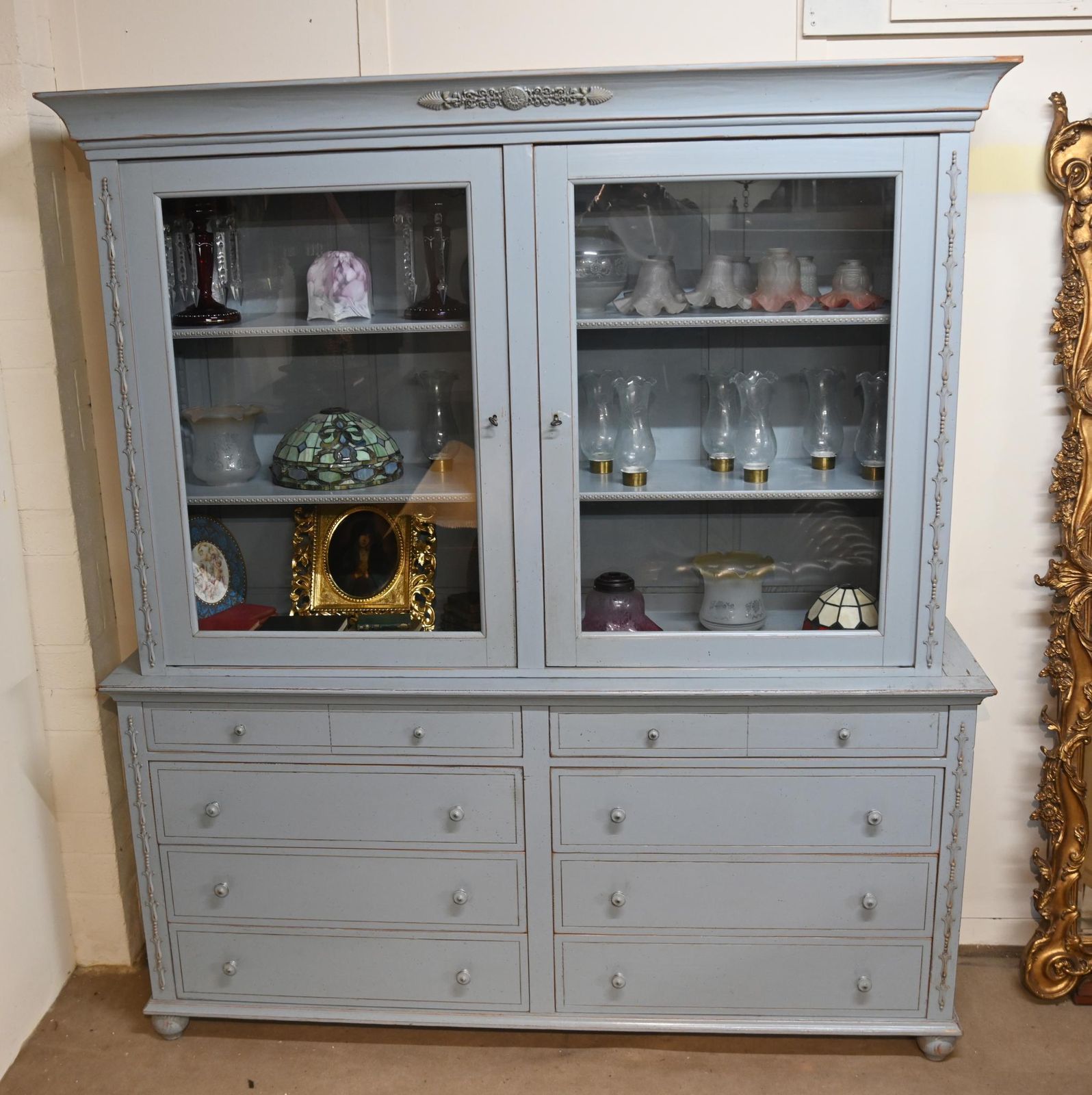 Painted English Dresser Kitchen Hutch Painted Cabinet Farmhouse 1920