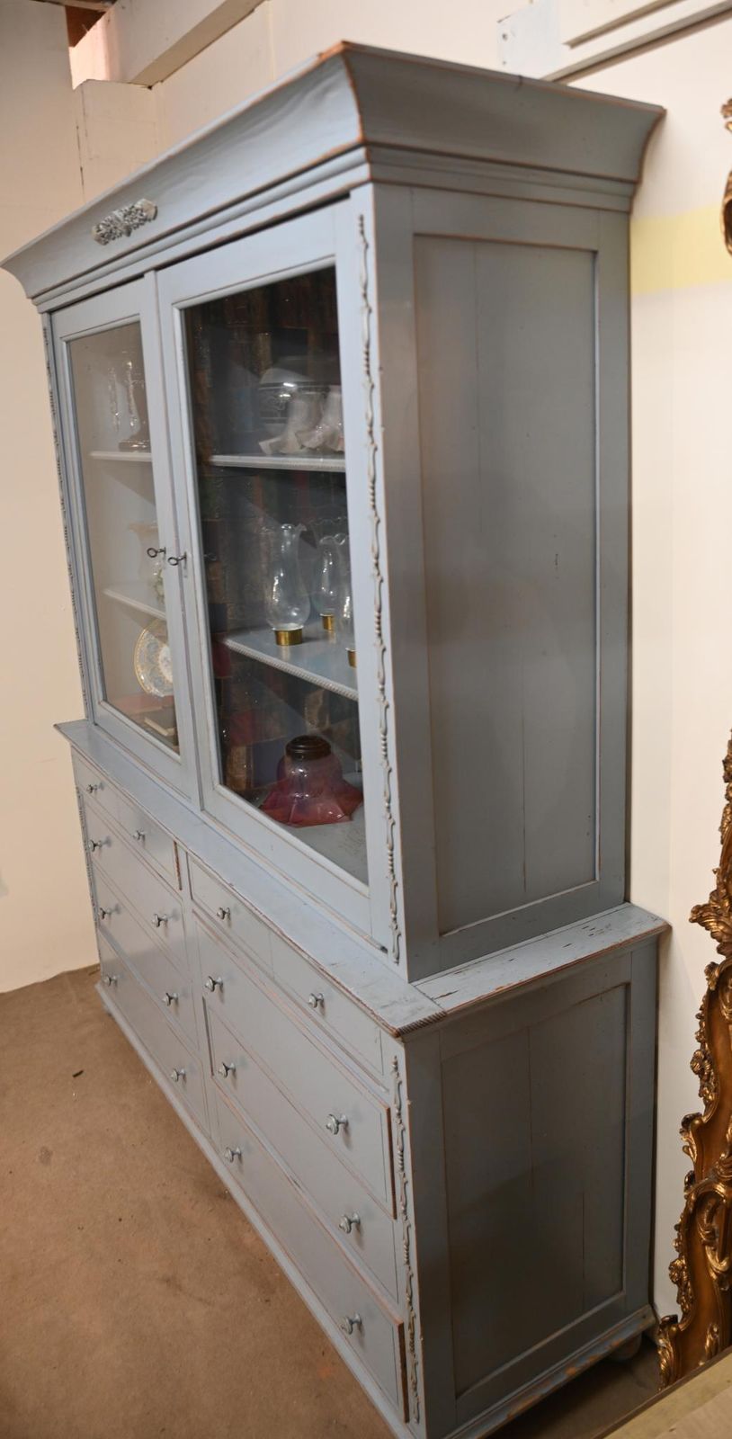 Painted English Dresser Kitchen Hutch Painted Cabinet Farmhouse 1920 photo vinterior