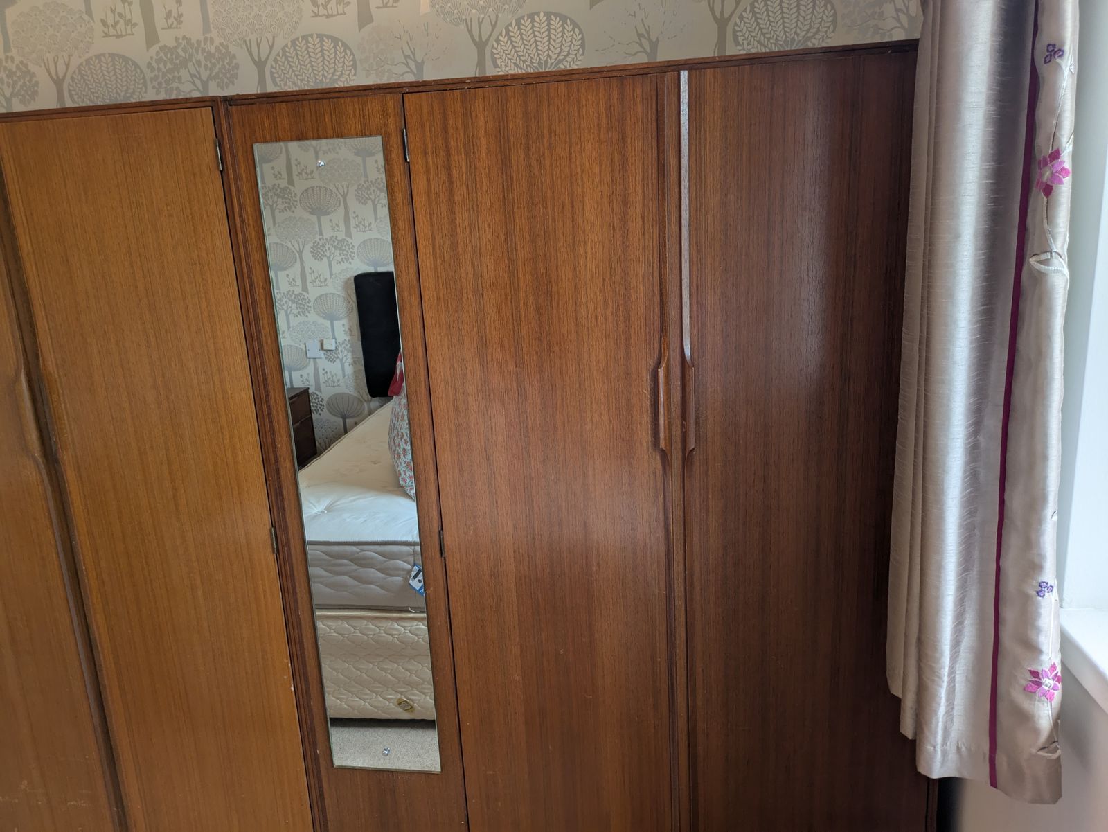 Austonsuite 1970s Teak 2 Wardrobes (Gent And Ladies) With Mirror Panel photo for sale