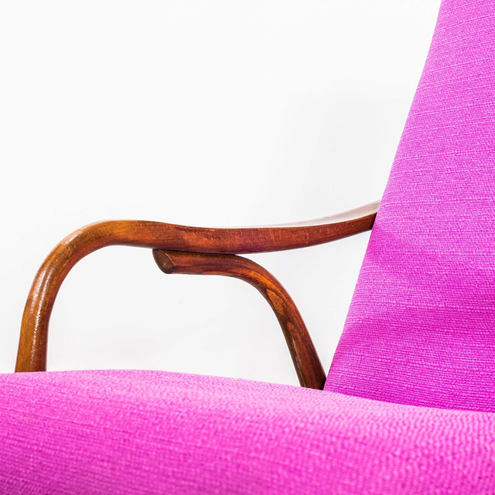 1950’s Mid Century Pink Upholstered Armchairs With Straight Arms And Top Caps photo Furniture