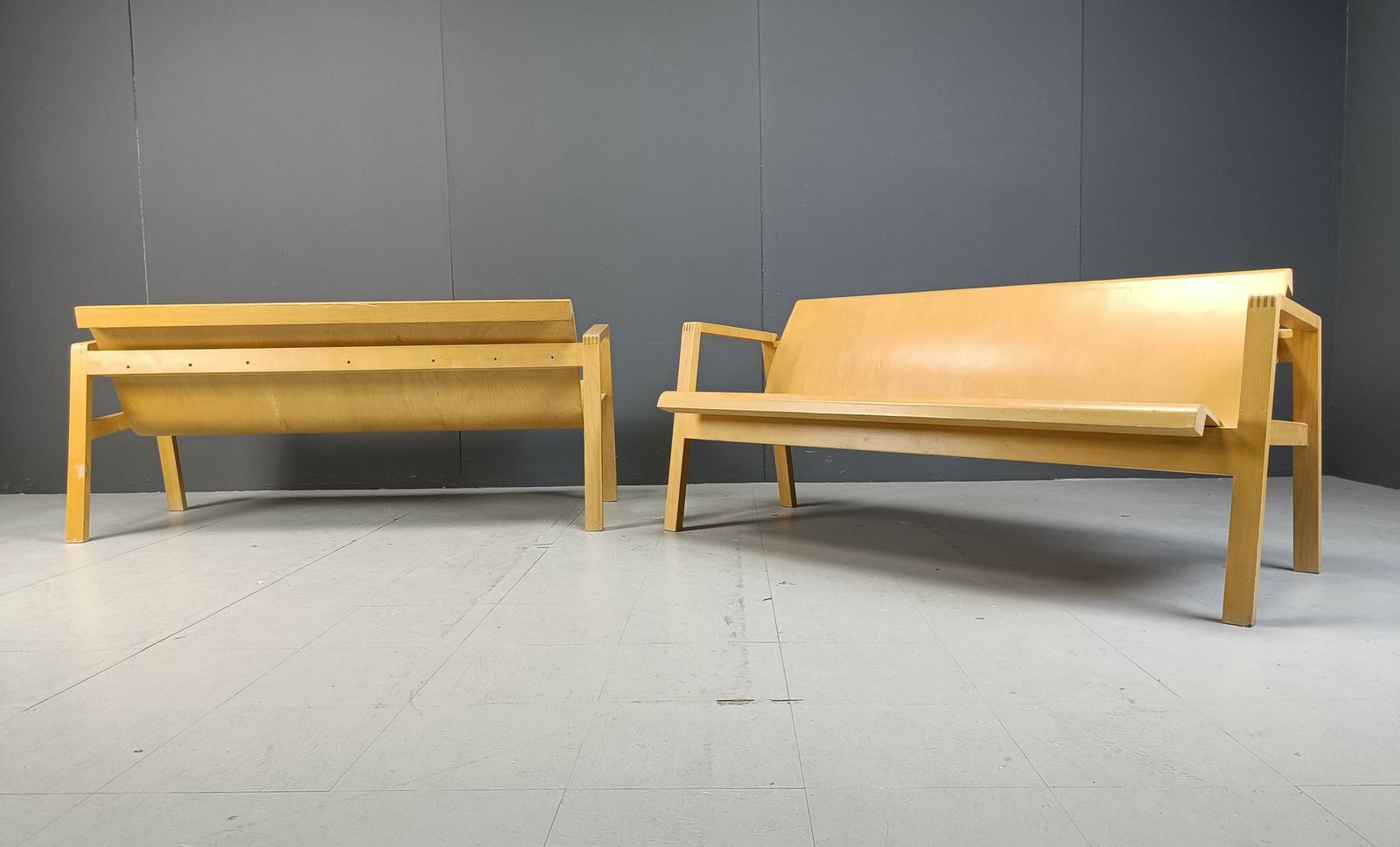 Mid Century Plywood Benches In The Manner Of Alvar Aalto, 1960   Set Of 2 photo buy