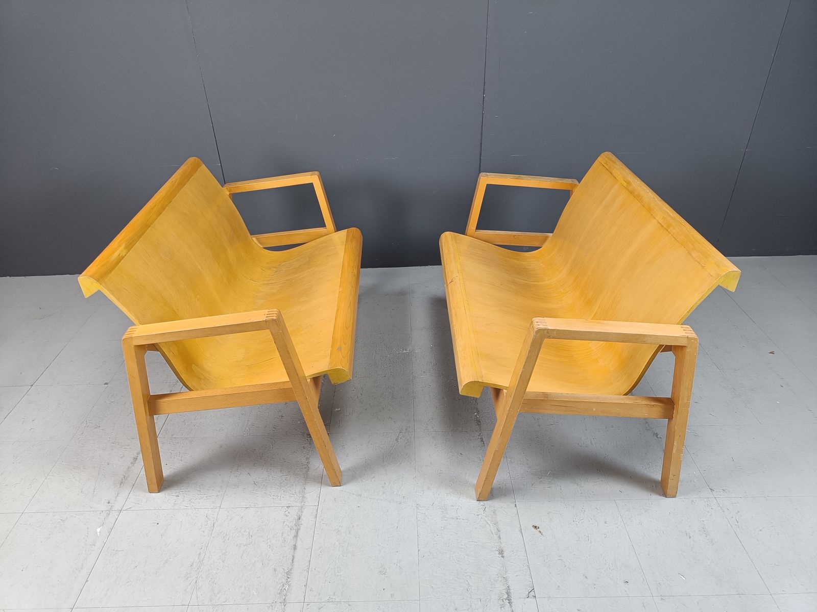 Mid Century Plywood Benches In The Manner Of Alvar Aalto, 1960   Set Of 2 photo 1500.0