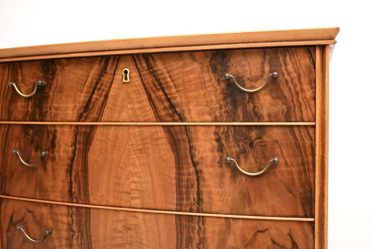 Danish Vintage Walnut And Brass Chest Of Drawers photo vintage