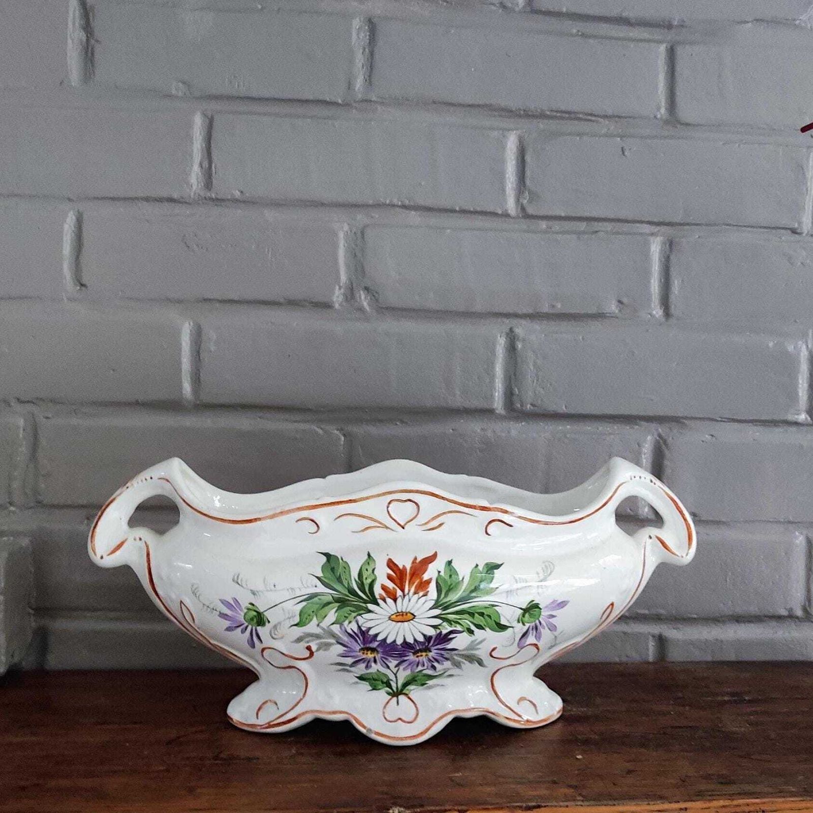 Large Art Nouveau Planter, Floral Earthenware Planter St Amand photo furniture