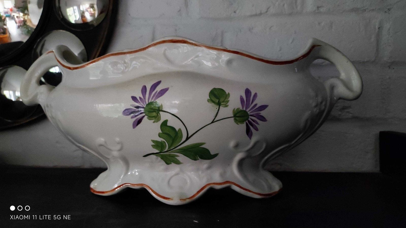 Large Art Nouveau Planter, Floral Earthenware Planter St Amand photo vinterior