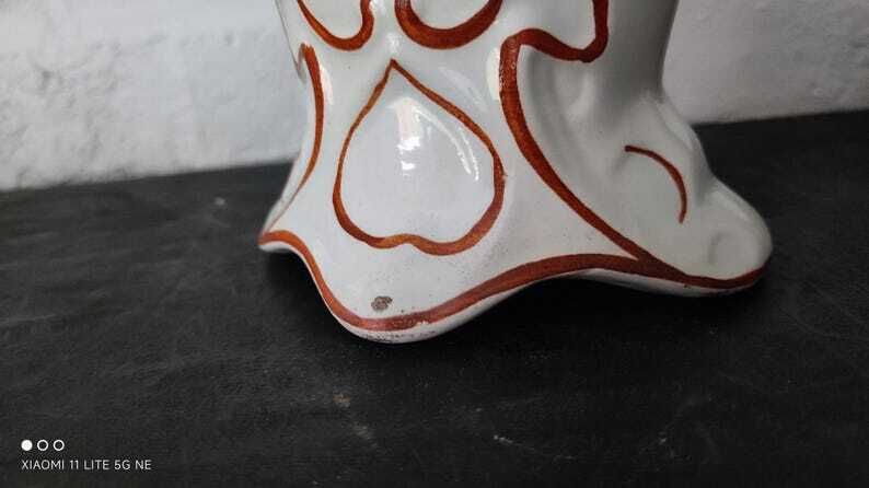 photo buy French Art Nouveau Floral Vase In White Earthenware, Saint Amand