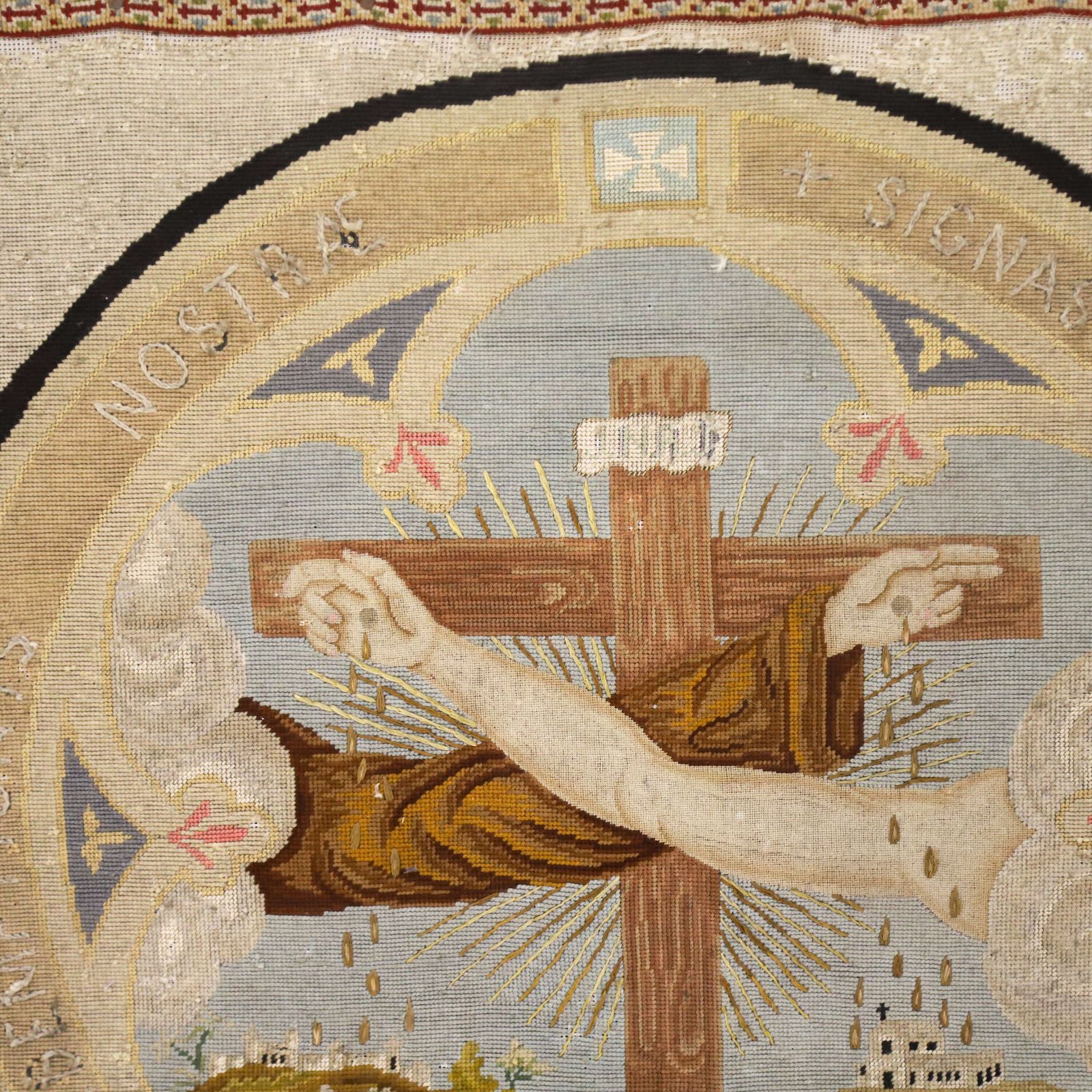 Pair Of Religious Needlepoint Tapestries   Dedicated To St France & The Poor Clares Orders photo 625.0