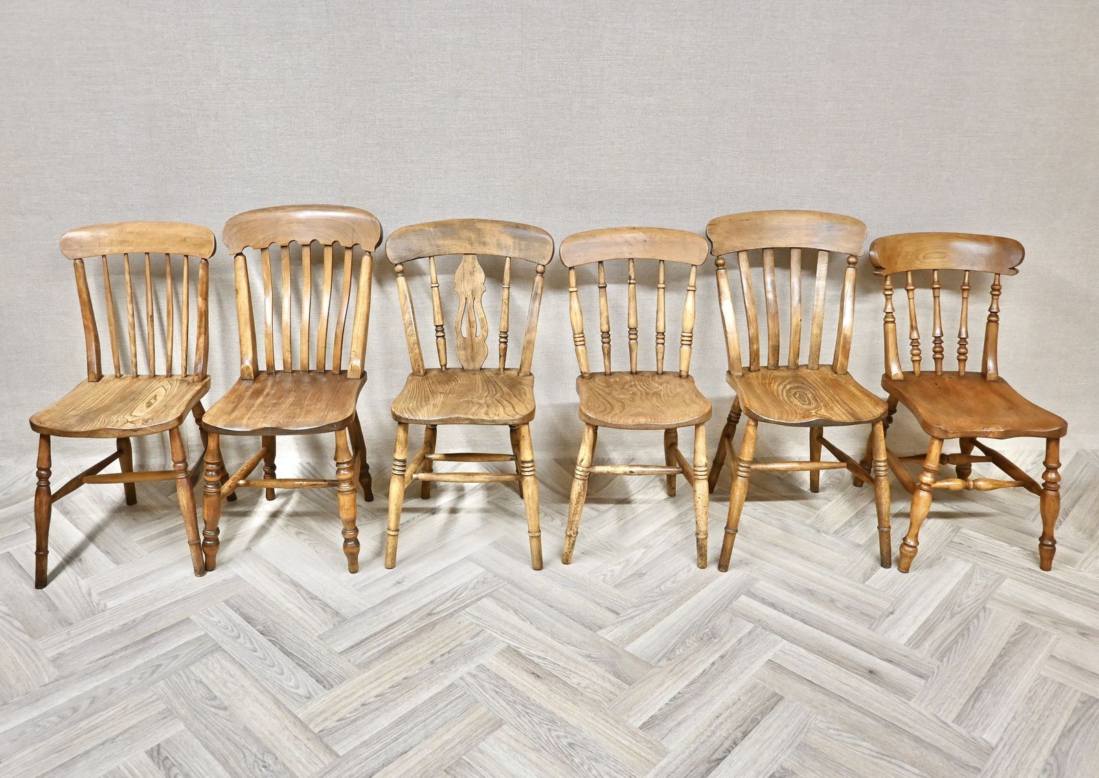 Harlequin Set Of 6 Antique Windsor Kitchen Dining Chairs photo furniture