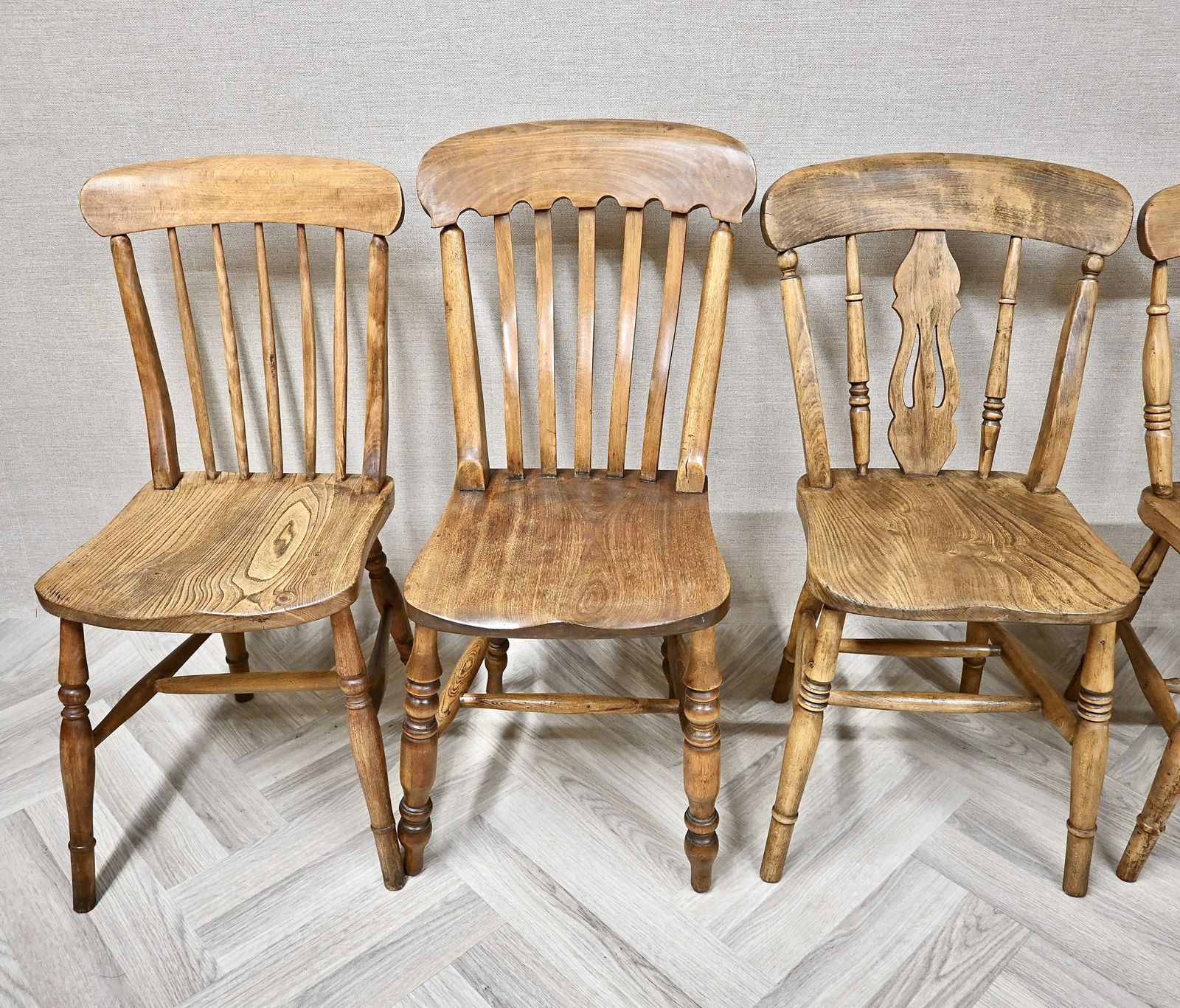 Harlequin Set Of 6 Antique Windsor Kitchen Dining Chairs photo Furniture