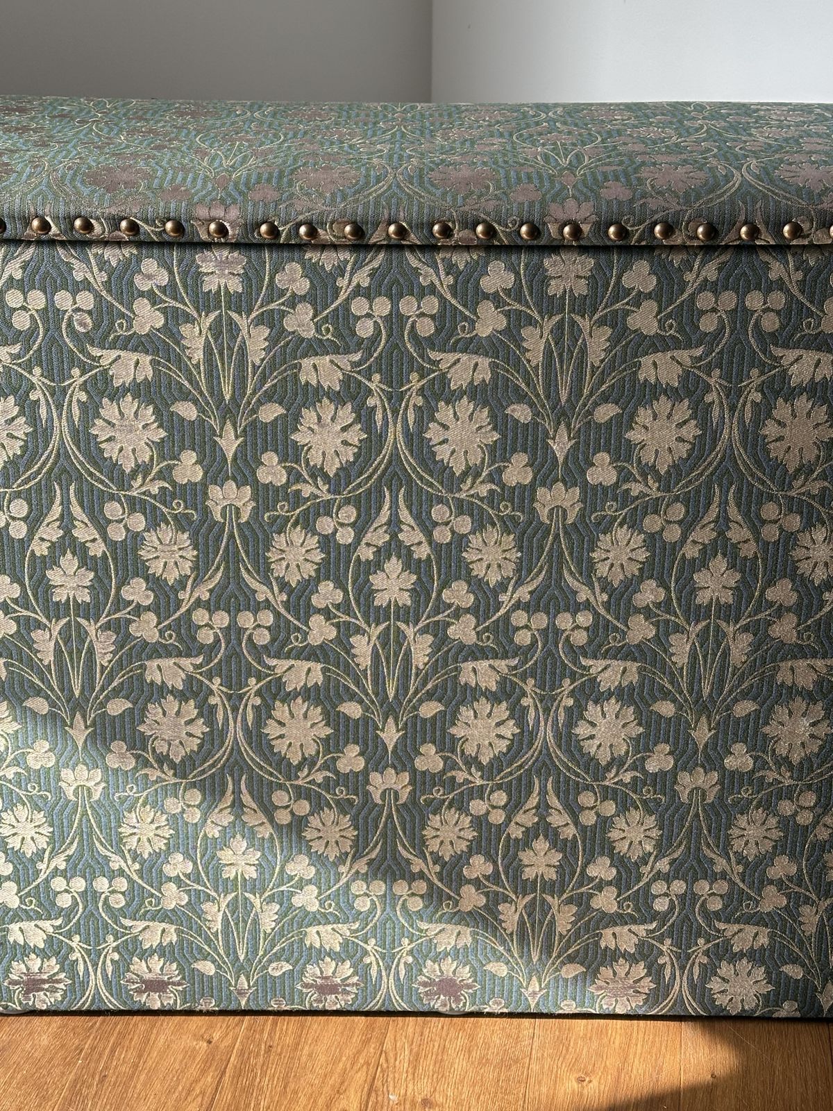 An English Window Seat Upholsteed In William Morris Style Fabric photo vintage