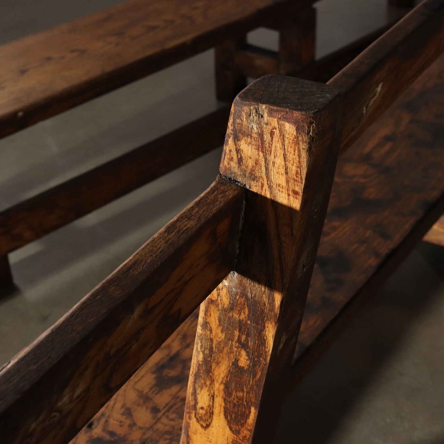 Antique Benches Chestnut Conservative Restoration Italy XX Century photo vinterior