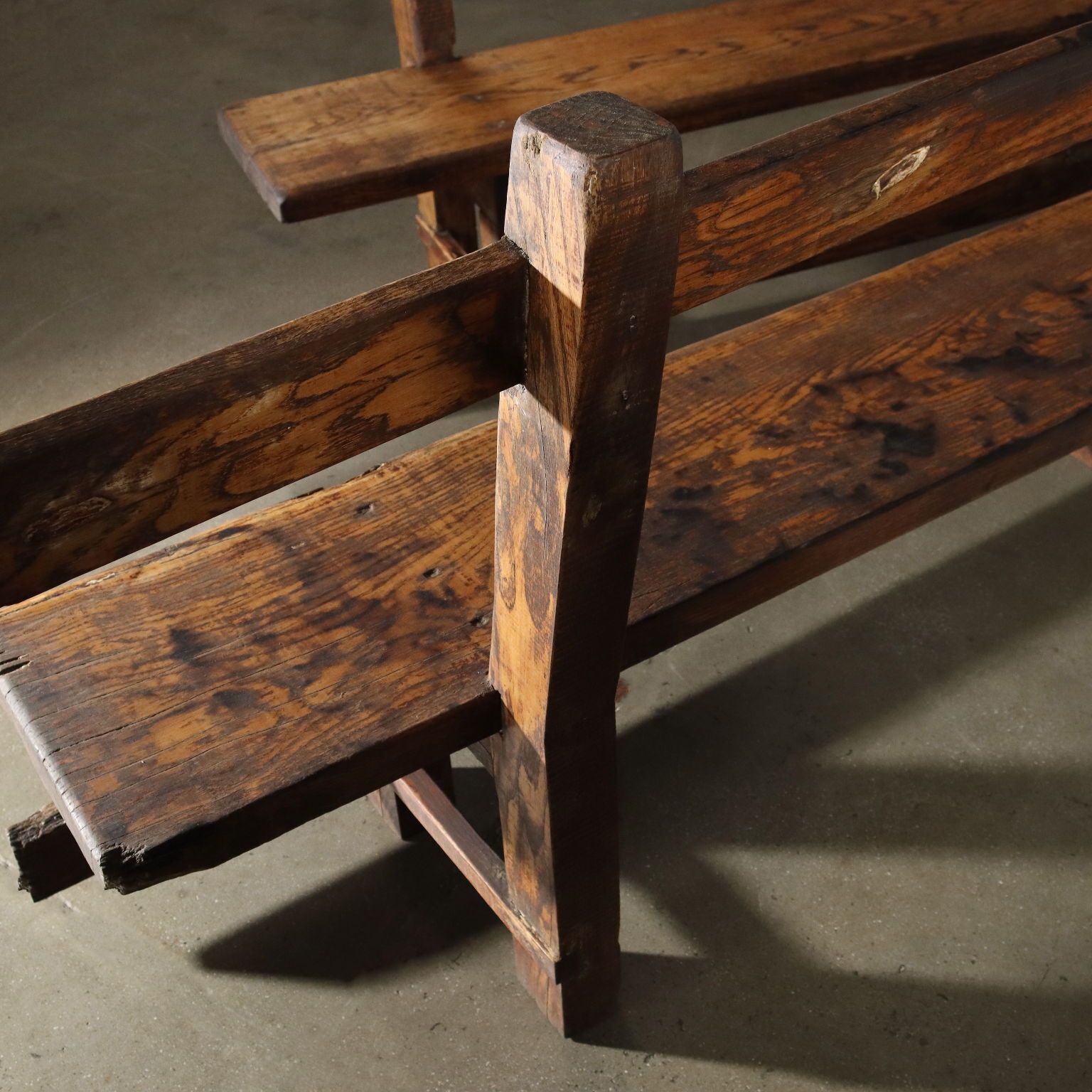 Furniture Antique Benches Chestnut Conservative Restoration Italy XX Century photo
