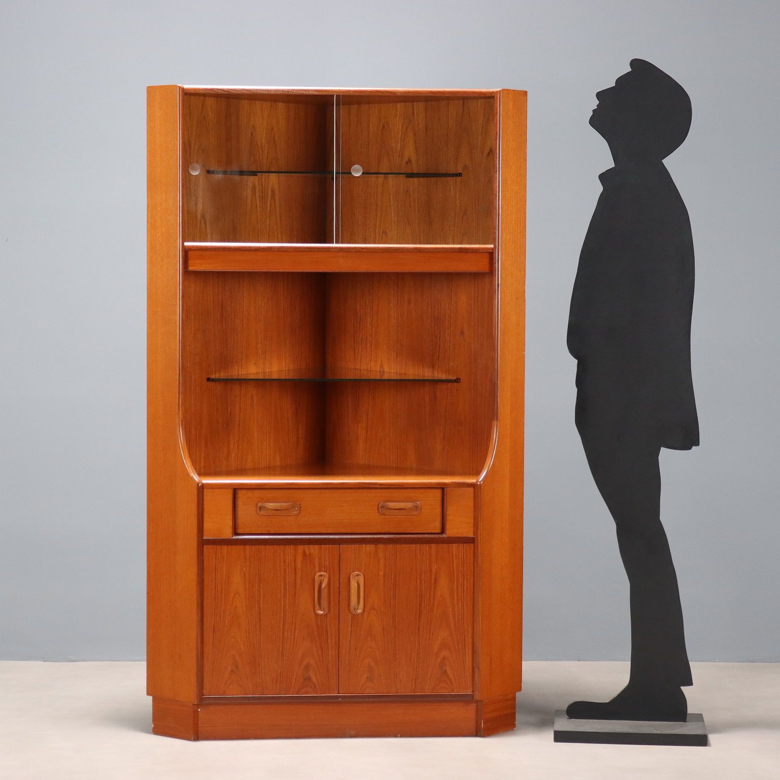 Vintage Corner Cabinet Design Teak Veneer Italy 1960s photo for sale
