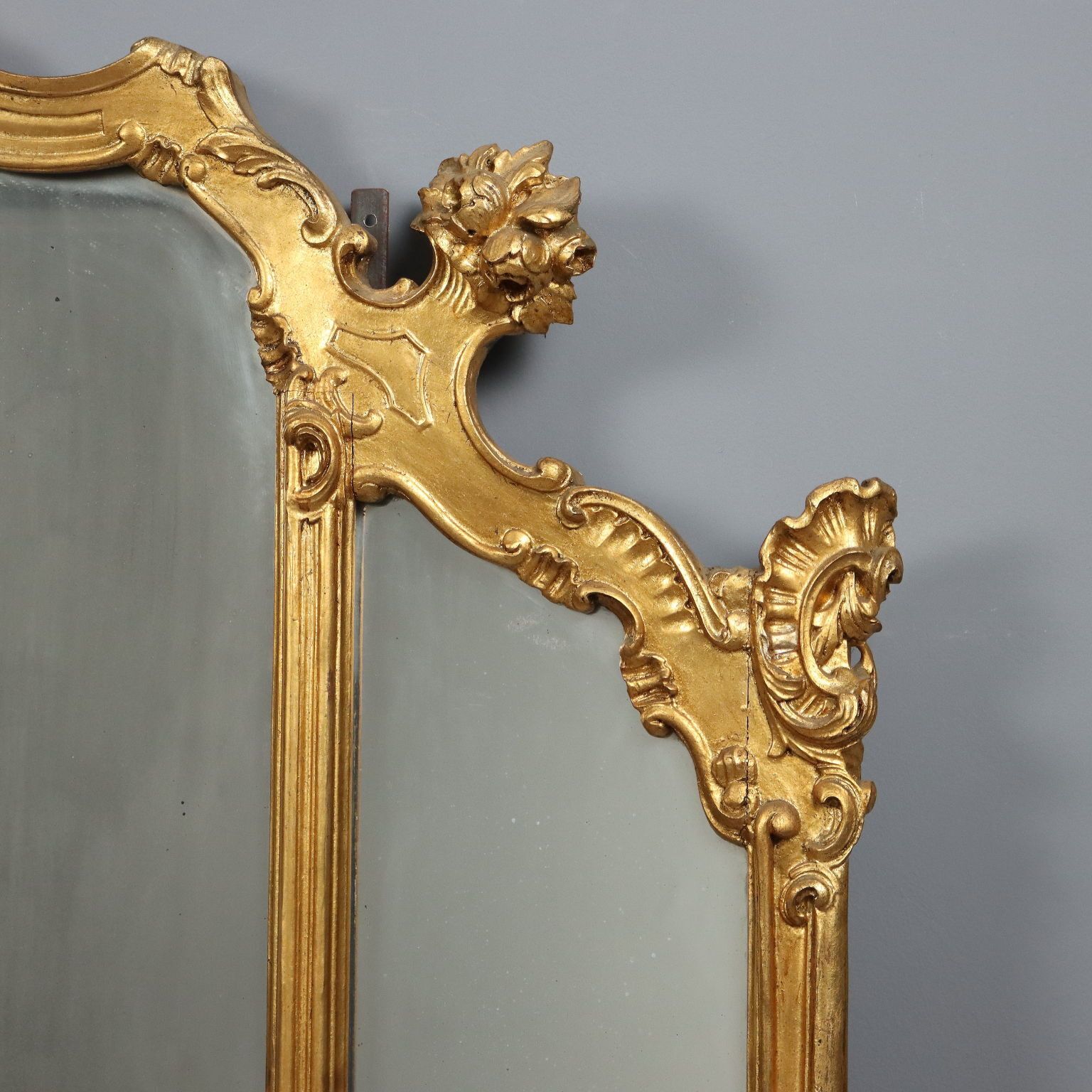 Antique Mirror Gilded Carved Wood Italy XIX Century photo vinterior