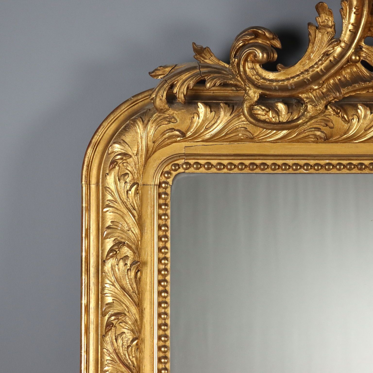 Antique Eclectic Style Mirror Gilded Fir Carved Italy XIX Century photo 2300.0