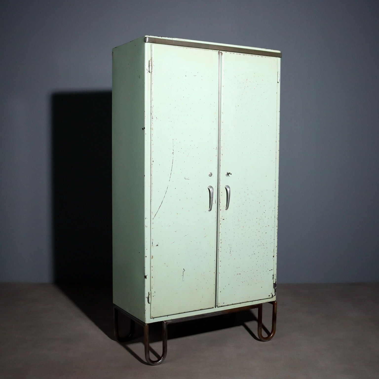 Industrial Cabinet Lacquered Metal Design Italy 1960s