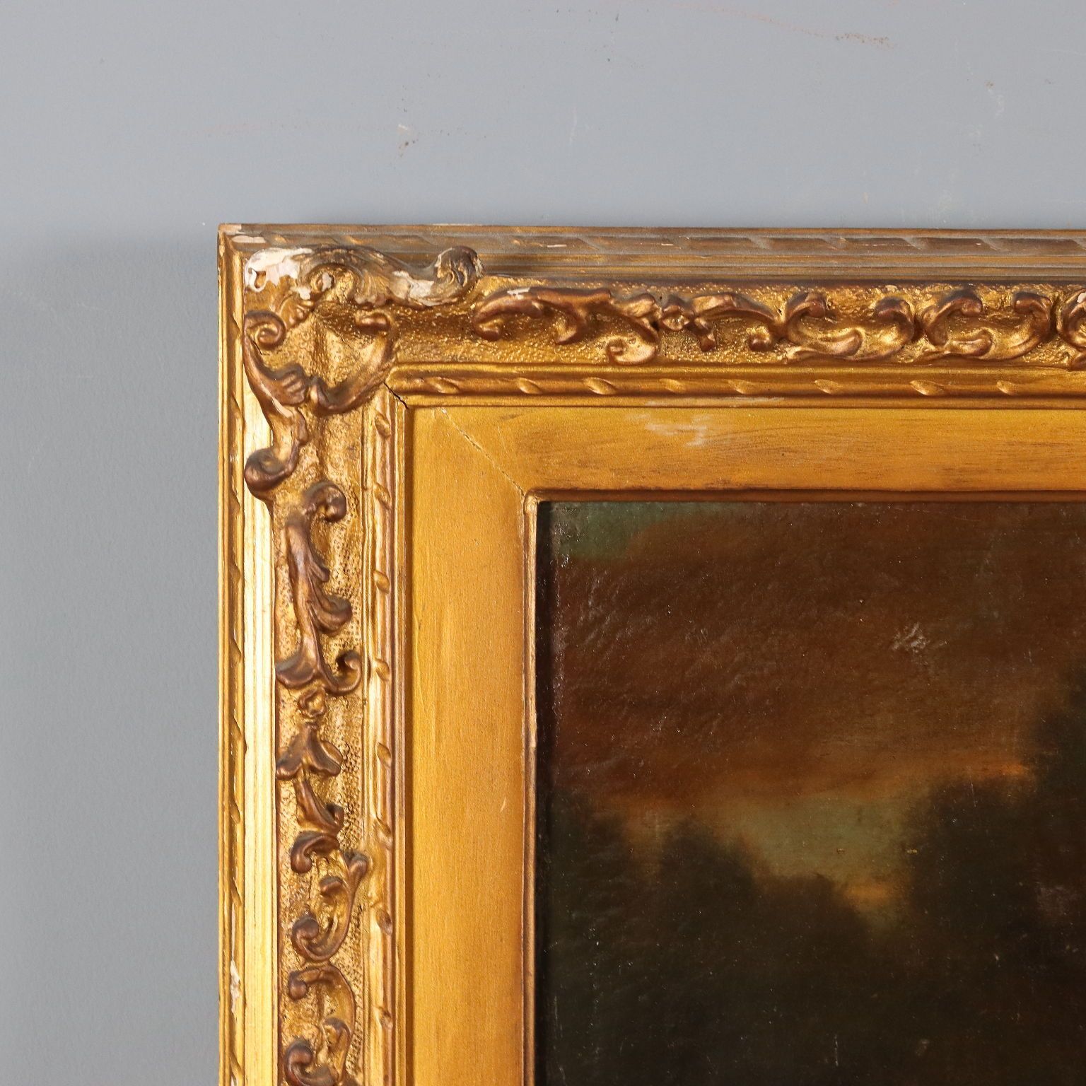 Antique Painting Landscape With Architecture Oil On Canvas '700 photo vintage