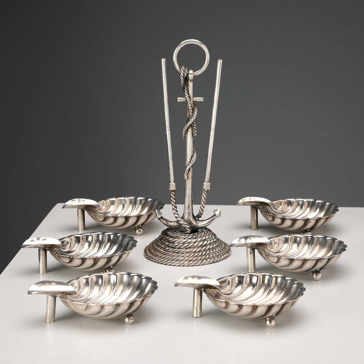 photo for sale Cesa Alessandria Silver Ashtray Set Italy Early XX Century