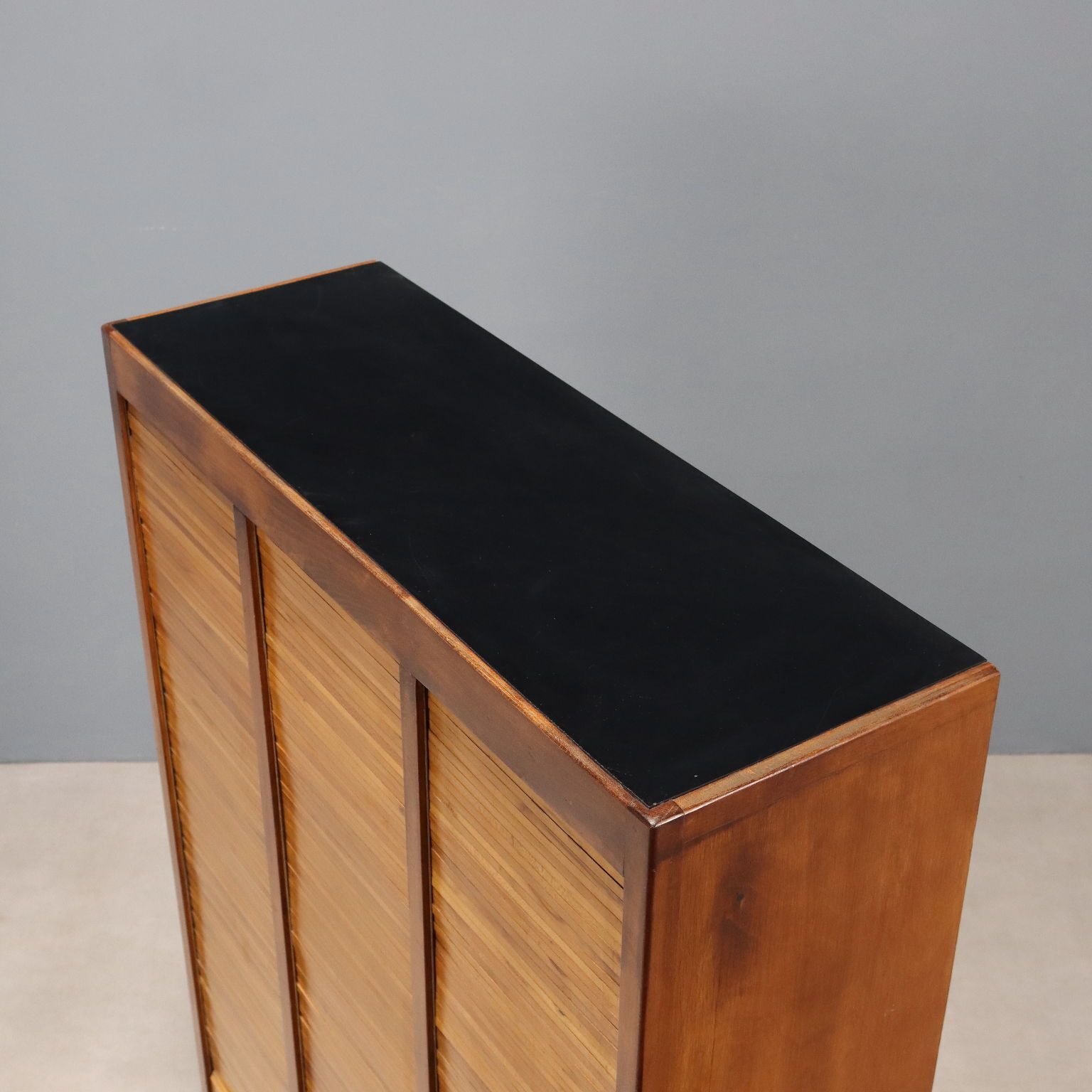 photo furniture Vintage Cabinet Laminate Walnut Veneer Design Italy 1950s