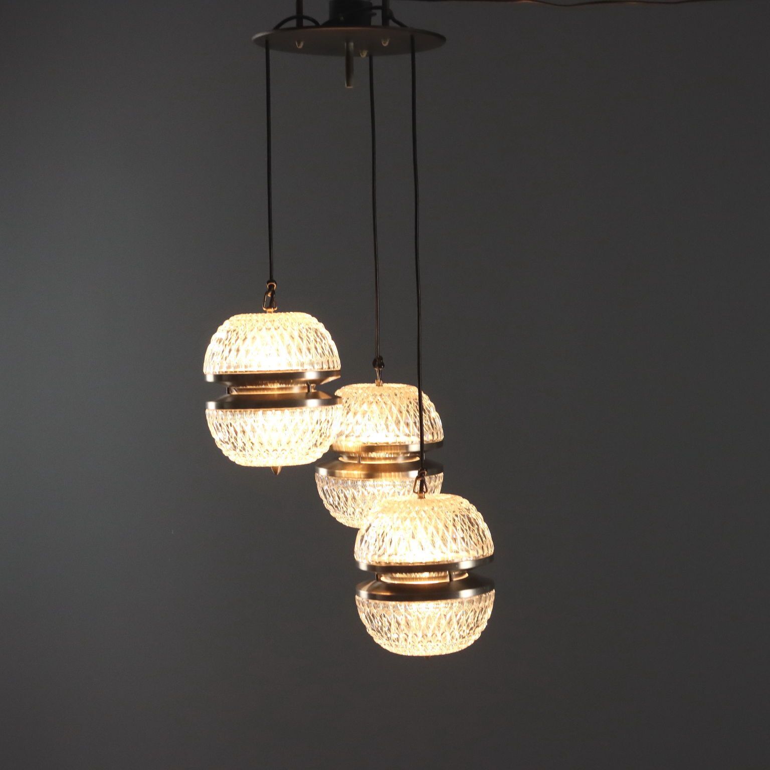 Vintage Lamp Metal Glass Design Italy 1960s 1970s