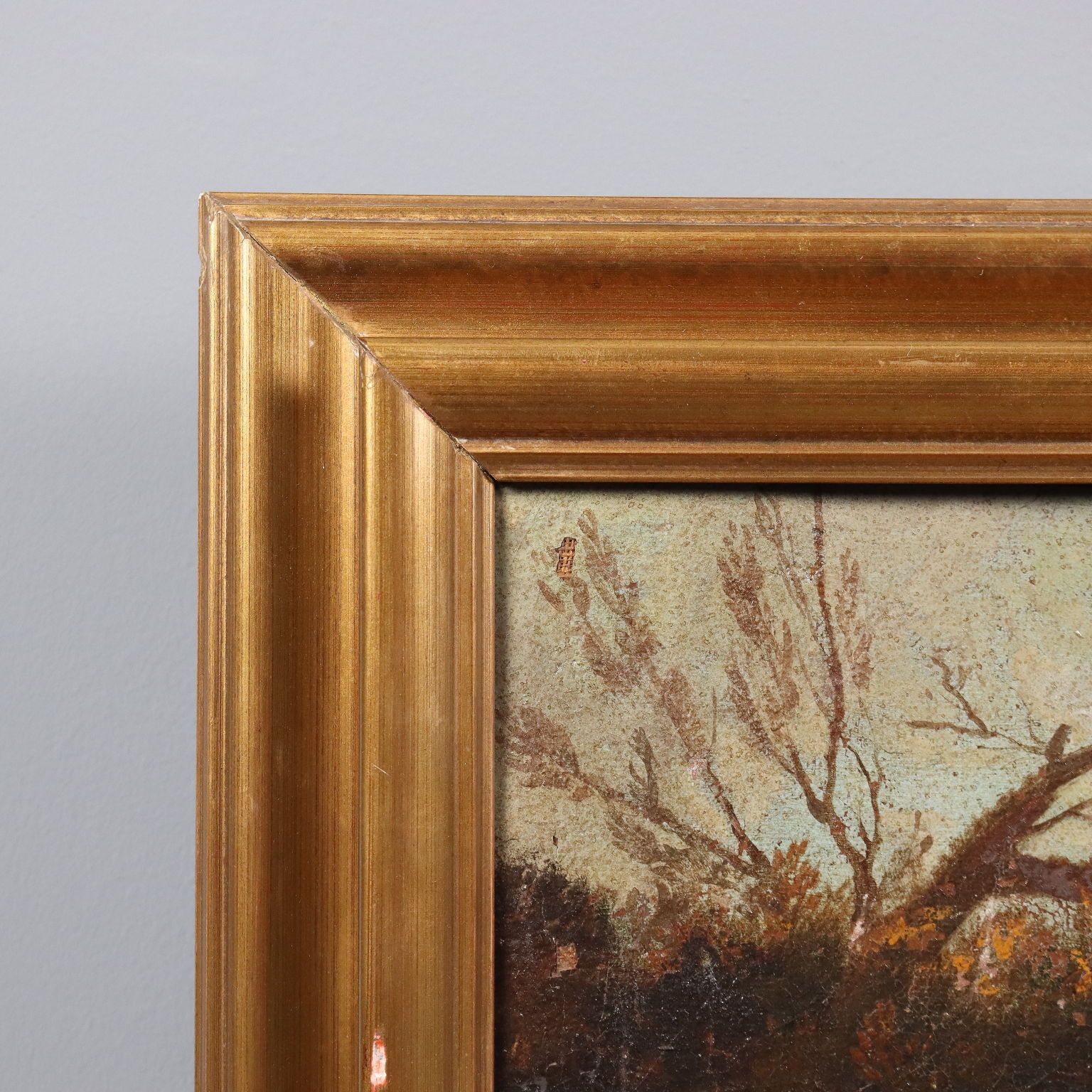 Antique Painting Landscape With Saint Oil On Canvas XVIII XIX Century photo vintage