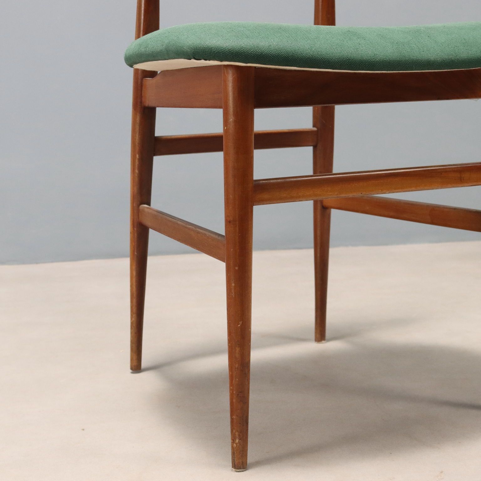 Vintage Chair Wood Orginal Fabric Design Italy 1960s photo 170.0