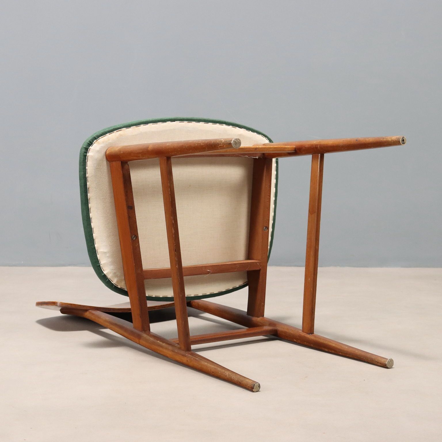 Vintage Chair Wood Orginal Fabric Design Italy 1960s photo vintage
