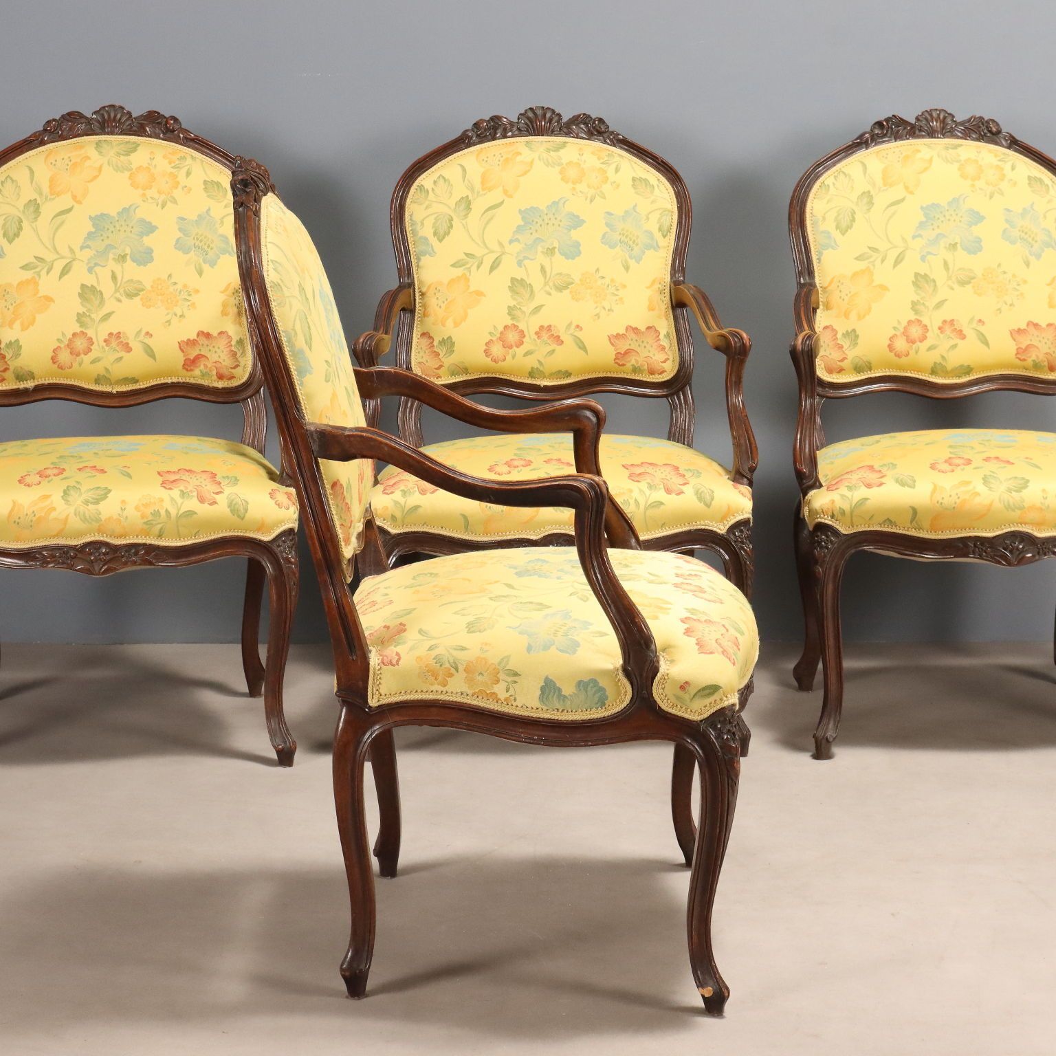 Armchairs Baroque Style Walnut Carvings XIX XX Century photo Furniture