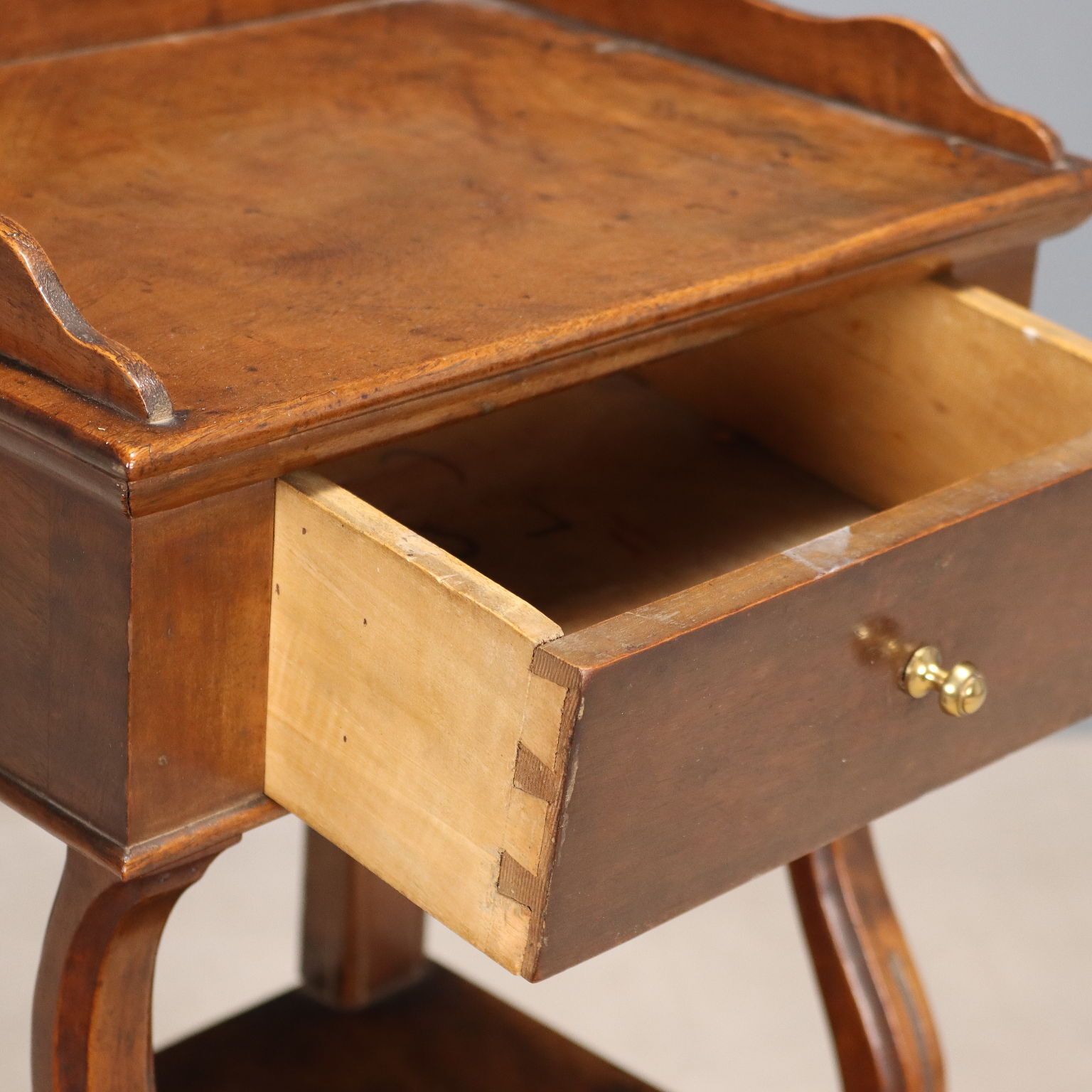 Antique Bedside Tables Walnut With Drawer Italy XIX Century photo vinterior