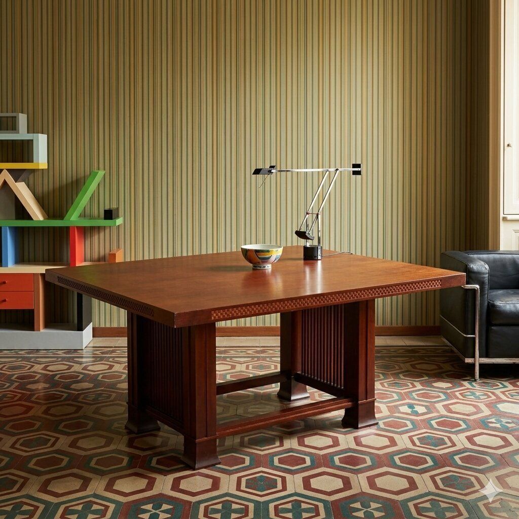 Cassina Husser Table Design Frank Lloyd Wright Italy 1980s photo furniture