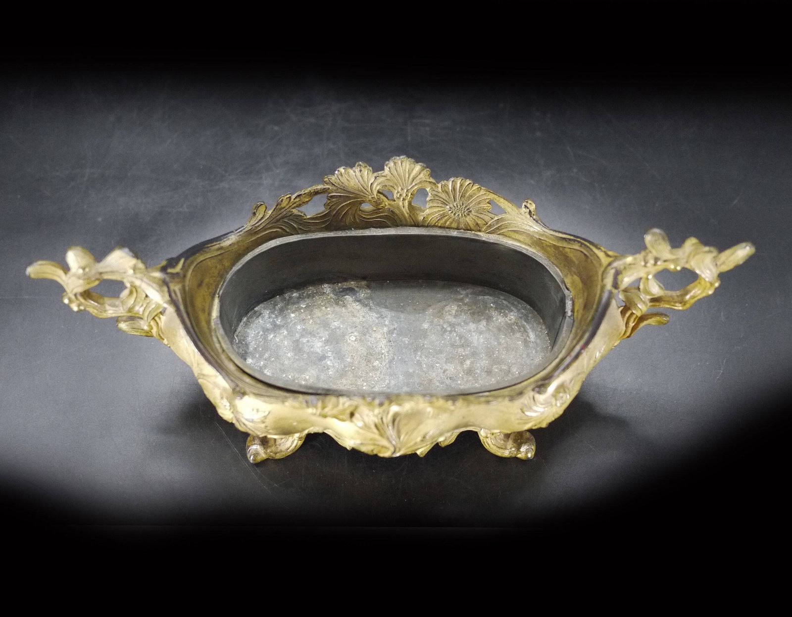 photo buy Antique French Jardinière In Rococo Style Centerpiece, Gilded Spelter Planter