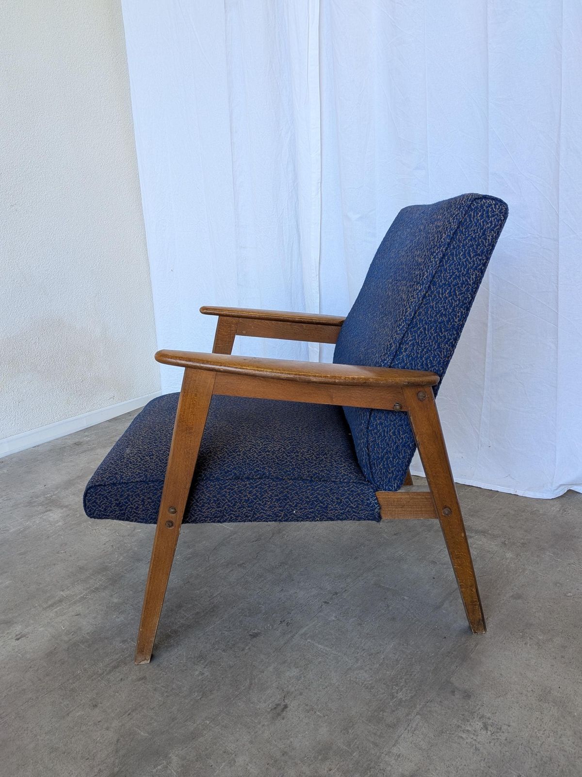 Vintage Royal Blue Armchair: Mid Century Modern Lounge Chair photo furniture