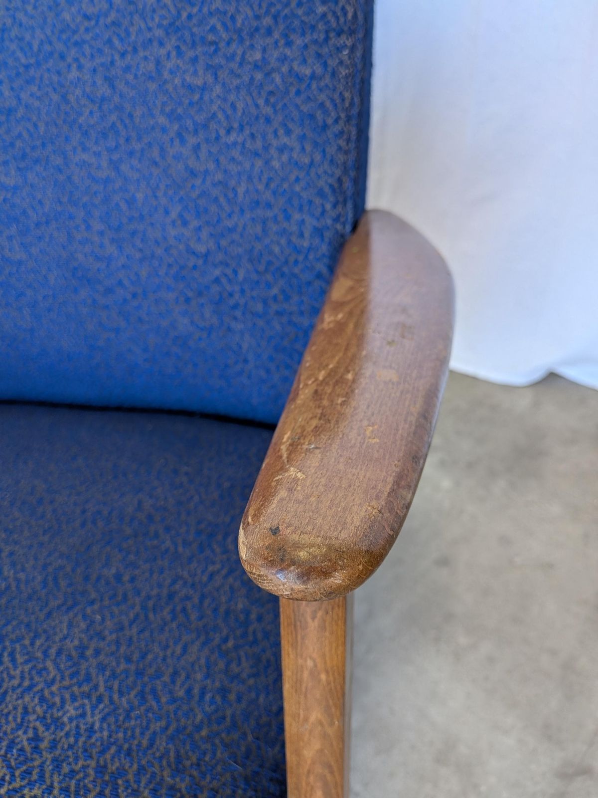 419.0 Vintage Royal Blue Armchair: Mid Century Modern Lounge Chair photo