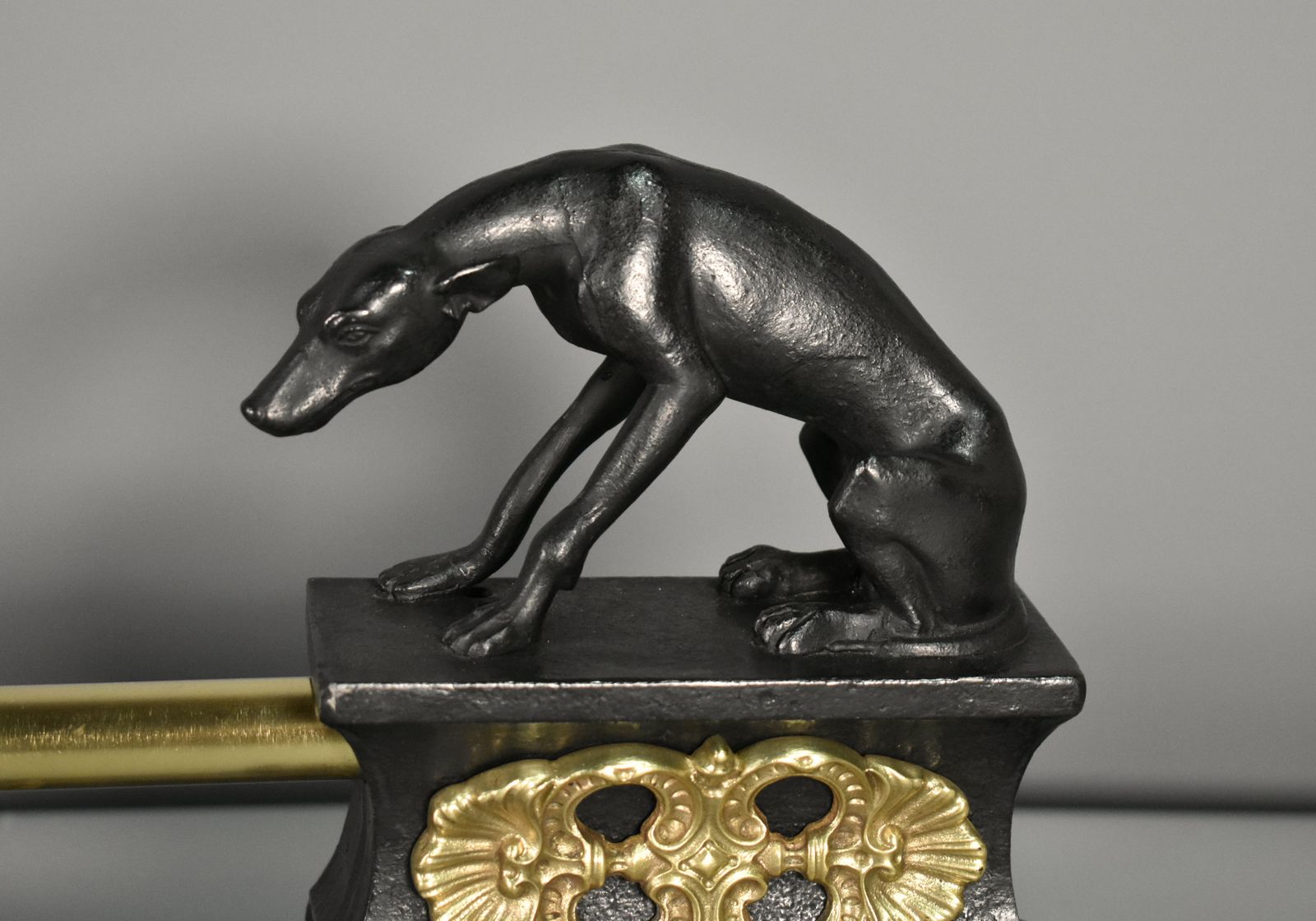 French Antique Fireplace Fender With Greyhounds In Bronze – 19th Century photo buy